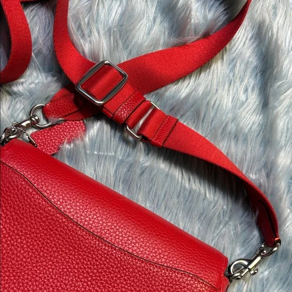 Coach Amelia Pebble Leather Saddle Bag Red - Picture 6 of 11